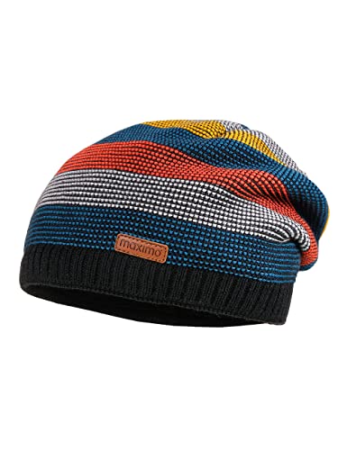 maximo Mini-Mütze randlos Blockringel LL Made in Germany 53 schwarz/Avocado von maximo