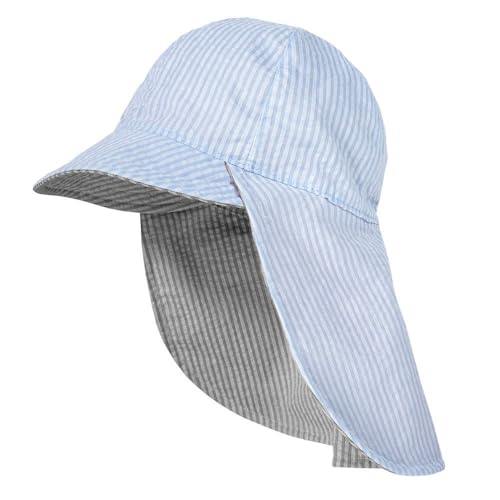 maximo Twotone Stripes Kids Wendecap Wendemütze Kinder - Made in Germany Sommercap mit Schirm Frühling-Sommer Sommer - 55 cm blau von maximo