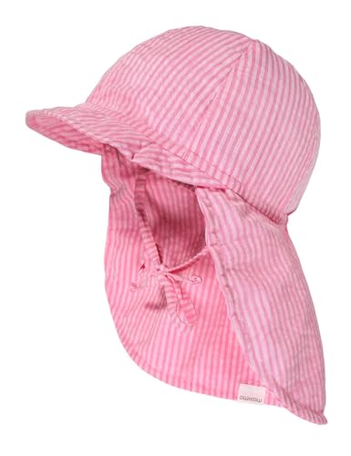 maximo Mini-Schildmütze, Streifen Nackenschutz, Bindeband, UV 30 Made in Germany 49 rosa nelke-Streifen von maximo