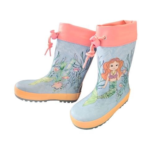 maximo Mittelschaft Gummistiefel mit Stulpe aus Naturkautschuk Motiv: Meerjungfrau Pastelltöne (Meerjungfrau Pastell, EU Schuhgrößensystem, Kleinkind, Numerisch, M, Gr. 31… von maximo