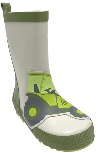 maximo Mittelschaft Gummistiefel ohne Stulpe aus Naturkautschuk + Textil Futter Modell/Muster Wahl (150300 Trecker, EU Schuhgrößensystem, Kleinkind, Numerisch, M, 26) von maximo