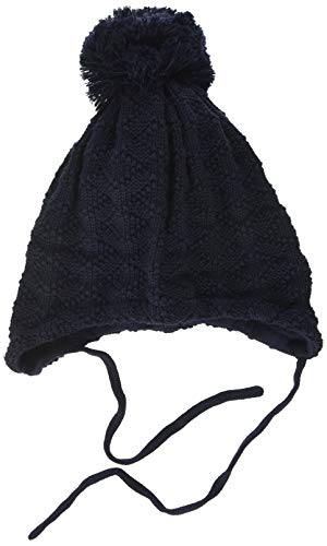 maximo Unisex Baby mit Struktur und Pompon und Bindeband Mütze, Blau (Dunkelmarine 11), (Herstellergröße: 49) von maximo