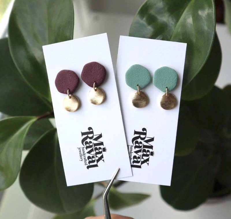 Ohrstecker Berry/Mint - Handgemachte Statement Ohrringe Aus Polymer Lehm, Adventskalender Für Frauen, Weihnachtsgeschenk von maxravalcrafts