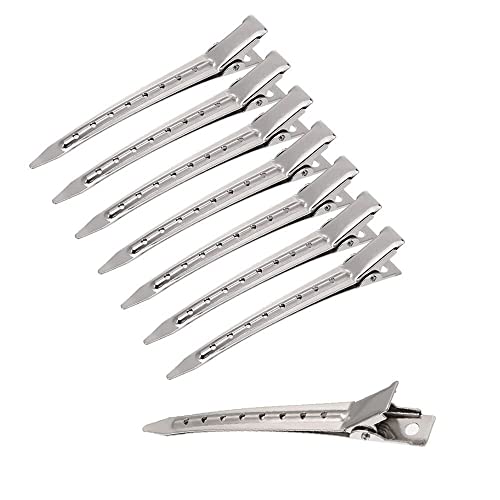 maxtachi Haarclips Damen,25 Stück Haarklammern Metall,Mit Atmungsaktives Loch,Leicht zu Tragen,Für Schneiden,Föhnen,Färben,Glätten,Locken-Silbrig von maxtachi