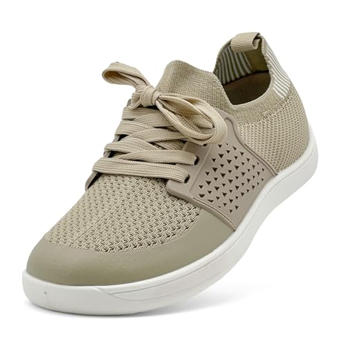 maxvinci Barfußschuhe Damen Turnschuhe Laufschuhe Atmungsaktiv Sneaker Sportschuhe Leichtgewichts Tennisschuhe Walkingschuhe rutschfest Straßenlaufschuhe(Kahki 260) von maxvinci