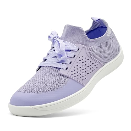 maxvinci Barfußschuhe Damen Turnschuhe Laufschuhe Atmungsaktiv Sneaker Sportschuhe Leichtgewichts Tennisschuhe Walkingschuhe rutschfest Straßenlaufschuhe(Light Purple 273) von maxvinci
