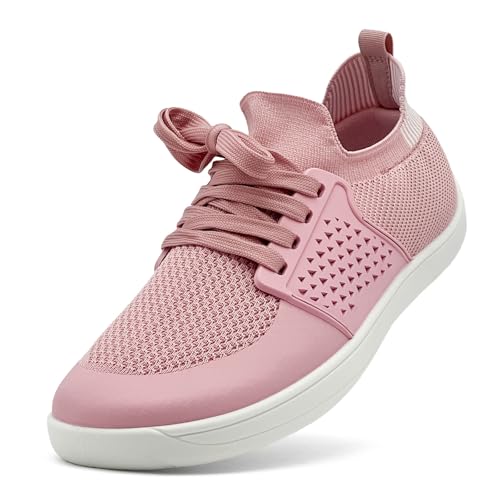 maxvinci Barfußschuhe Damen Turnschuhe Laufschuhe Atmungsaktiv Sneaker Sportschuhe Leichtgewichts Tennisschuhe Walkingschuhe rutschfest Straßenlaufschuhe(Pink 247) von maxvinci