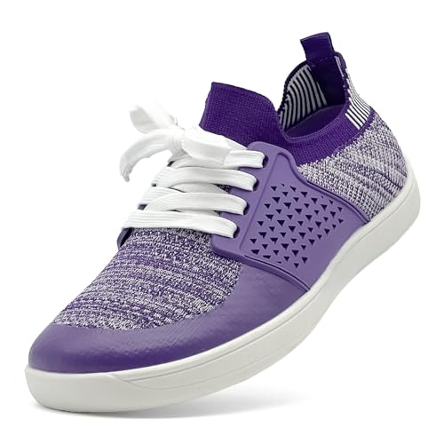 maxvinci Barfußschuhe Damen Turnschuhe Laufschuhe Atmungsaktiv Sneaker Sportschuhe Leichtgewichts Tennisschuhe Walkingschuhe rutschfest Straßenlaufschuhe(Purple 247) von maxvinci