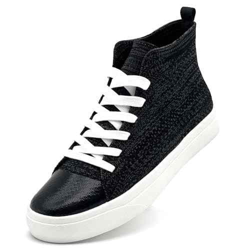 maxvinci Damen High Top Sneaker Herren Atmungsaktiv Mesh Sportschuhe Leichtgewichts Turnschuhe Bequem Laufschuhe(Black 267) von maxvinci
