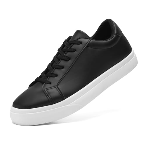 maxvinci Damen Sneaker PU Leder Unisex Herren Lace-Up Turnschuhe Laufschuhe Sportschuhe Freizeitschuhe Leicht Mode Tennisschuhe(Black 296) von maxvinci