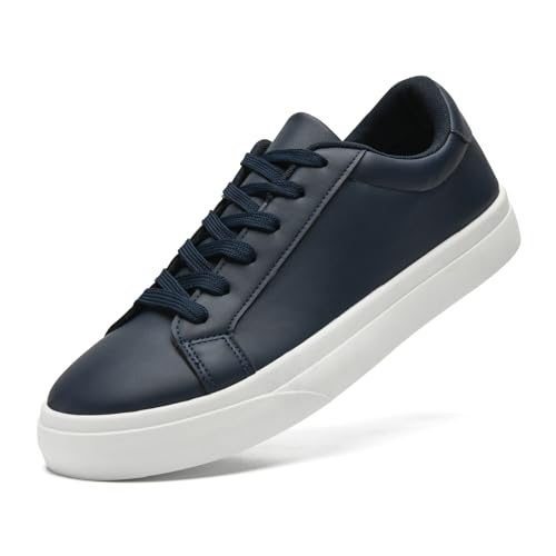 maxvinci Damen Sneaker PU Leder Unisex Herren Lace-Up Turnschuhe Laufschuhe Sportschuhe Freizeitschuhe Leicht Mode Tennisschuhe(Dark Blue 290) von maxvinci