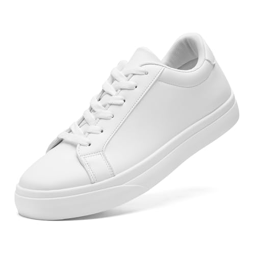 maxvinci Damen Sneaker PU Leder Unisex Herren Lace-Up Turnschuhe Laufschuhe Sportschuhe Freizeitschuhe Leicht Mode Tennisschuhe(White 276) von maxvinci