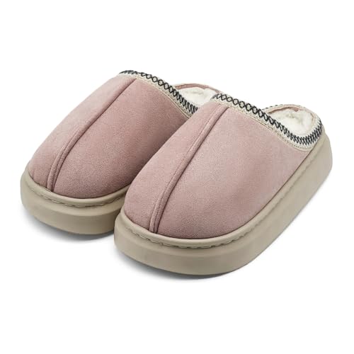 maxvinci Damen Hausschuhe Plateau Pantoffeln Winter Warm Plüsch Rutschfest Flauschig Pink 38.5/40 EU von maxvinci