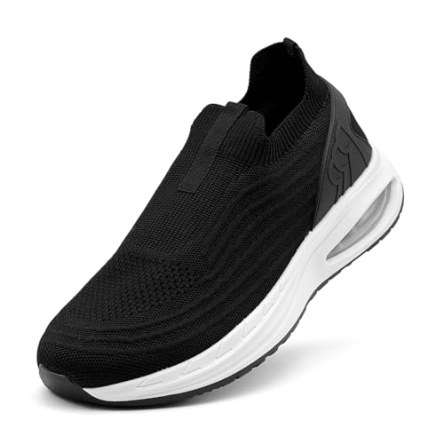 maxvinci Herren Laufschuhe mit Luftkissen Atmungsaktiv Sportschuhe Slip On Turnschuhe rutschfeste Leichtgewicht Walking Jogging Schuhe(Black 253) von maxvinci