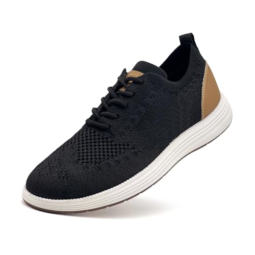 maxvinci Herren lässige Schuhe Business Sneaker Anzugschuhe Atmungsaktiv Gestrickter Mesh Sommer Schuhe Sportschuhe rutschfeste Tennisschuhe Walkingschuhe(Black Brown 290) von maxvinci