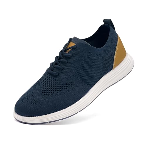 maxvinci Herren lässige Schuhe Business Sneaker Anzugschuhe Atmungsaktiv Gestrickter Mesh Sommer Schuhe Sportschuhe rutschfeste Tennisschuhe Walkingschuhe(Dark Blue 290) von maxvinci