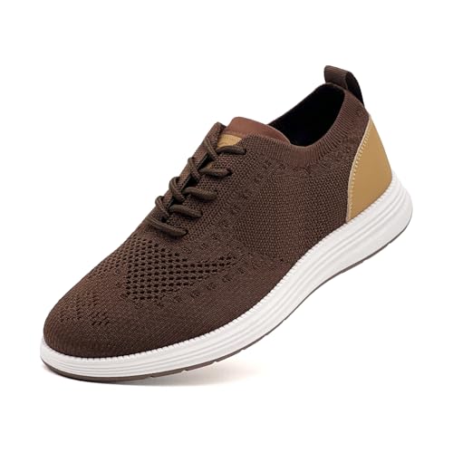 maxvinci Herren lässige Schuhe Business Sneaker Anzugschuhe Atmungsaktiv Gestrickter Mesh Sommer Schuhe Sportschuhe rutschfeste Tennisschuhe Walkingschuhe(Dark Brown 290) von maxvinci