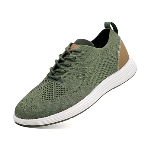 maxvinci Herren lässige Schuhe Business Sneaker Anzugschuhe Atmungsaktiv Gestrickter Mesh Sommer Schuhe Sportschuhe rutschfeste Tennisschuhe Walkingschuhe(Green 290) von maxvinci