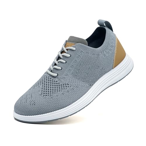maxvinci Herren lässige Schuhe Business Sneaker Anzugschuhe Atmungsaktiv Gestrickter Mesh Sommer Schuhe Sportschuhe rutschfeste Tennisschuhe Walkingschuhe(Grey 272) von maxvinci