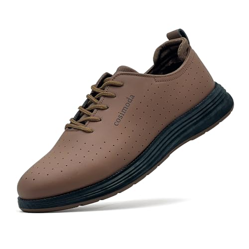 maxvinci Herren lässige Schuhe Leder Business Sneaker Anzugschuhe Atmungsaktiv Sommer Schuhe Sportschuhe rutschfeste Tennisschuhe Walkingschuhe(PU Brown 284) von maxvinci