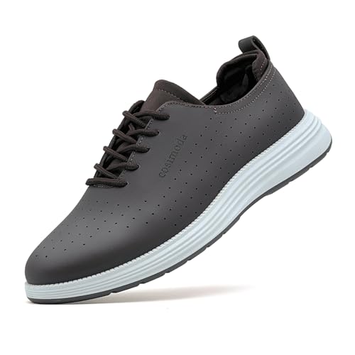 maxvinci Herren lässige Schuhe Leder Business Sneaker Anzugschuhe Atmungsaktiv Sommer Schuhe Sportschuhe rutschfeste Tennisschuhe Walkingschuhe(PU Coffee 284) von maxvinci