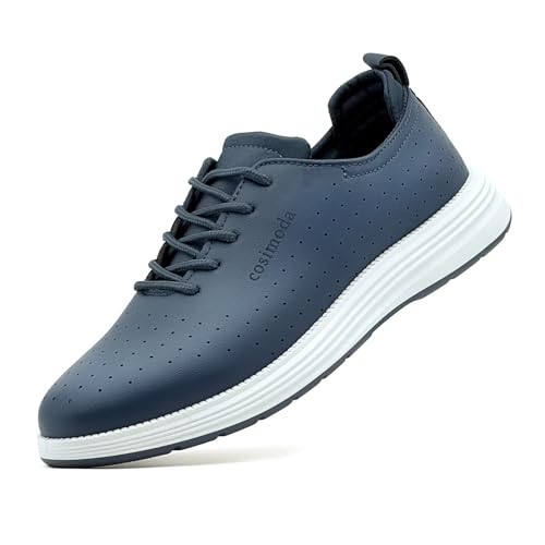 maxvinci Herren lässige Schuhe Leder Business Sneaker Anzugschuhe Atmungsaktiv Sommer Schuhe Sportschuhe rutschfeste Tennisschuhe Walkingschuhe(PU Matte Blue 266) von maxvinci