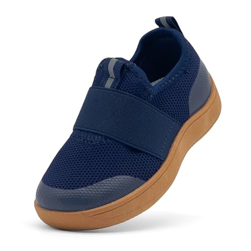maxvinci Kinder Slip On Schuhe Jungen MäDchen Atmungsaktiv Mesh Turnschuhe Barfussschuhe Sportschuhe Leicht Tennisschuhe Sneakers with Elastische Bänder(Dark Blue 193) von maxvinci