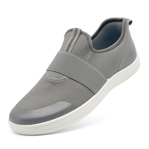 maxvinci Kinder Slip On Schuhe Jungen MäDchen Atmungsaktiv Mesh Turnschuhe Barfussschuhe Sportschuhe Leicht Tennisschuhe Sneakers with Elastische Bänder(Grey 200) von maxvinci