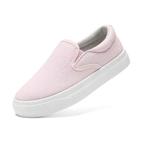 maxvinci Kinder Slip On Sneaker Mädchen Glitzer Schuhe Canvas Turnschuhe Sportschuhe Rutschfes Laufschuhe Leicht Hallenschuhe Segeltuchschuhe(Pink 236) von maxvinci