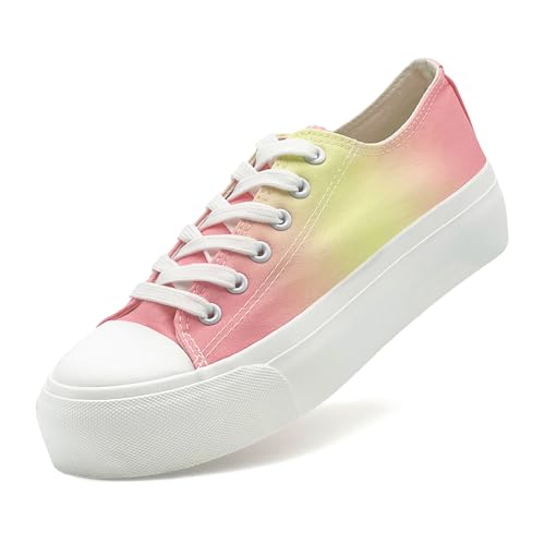 maxvinci Plateau Sneaker Damen Canvas Schuhe Dicken Sohlen Stoffschuhe Low Top Sneakers Platform Turnschuhe Sportschuhe von maxvinci