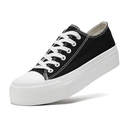 maxvinci Plateau Sneaker Damen Canvas Schuhe Dicken Sohlen Stoffschuhe Low Top Sneakers Platform Turnschuhe Sportschuhe von maxvinci