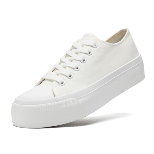 maxvinci Plateau Sneaker Damen Canvas Schuhe Dicken Sohlen Stoffschuhe Low Top Sneakers Platform Turnschuhe Sportschuhe von maxvinci