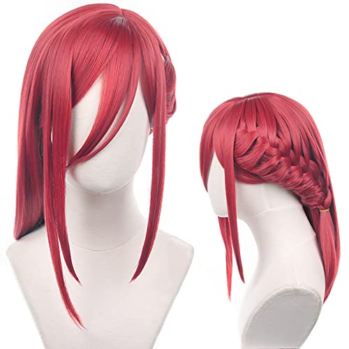 Anime Rote Cosplay Perücke Hitzebeständiges Synthetikhaar für Männer und Frauen Halloween Party mit Hut von maysuwell
