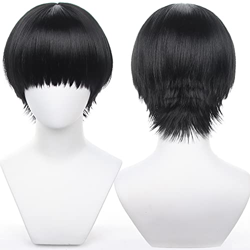 Cosplay Perücke Schwarz Kurz Gerade Kostüm Haare für Männer Halloween, Cosplay Con, Weihnachtsfamilienfeier von maysuwell