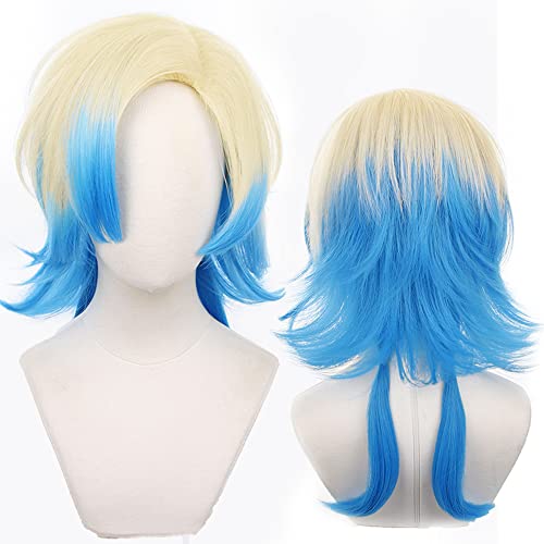 Anime Cosplay Perücke Cos Wigs Gelb und Blau Hitzebeständiges Synthetikhaar Für Männer und Frauen Halloween-Party von maysuwell