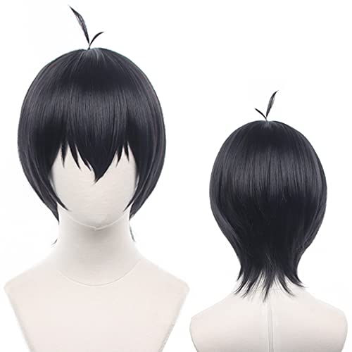 Anime Cosplay-Perücke Meguru Bachira Hyouma Chigiri Cos-Perücken Schwarz Rot Hitzebeständiges Synthetikhaar für Männer und Frauen Halloween Party mit Kappe von maysuwell