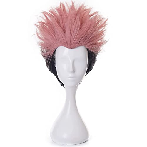 Anime Cosplay Perücke Jujutsu Kaisen Ryomen Sukuna Perücken Orange rosa kurzes Haar für Halloween, Party, Karneval, Konzerte mit kostenloser Perückenkappe von maysuwell