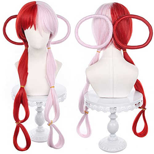 Anime ONE PIECE Cosplay Perücke Uta Langes rotes und rosa Haar mit hitzebeständigem synthetischem Stoff für Frauen Halloween Cosplay Party + Gratis Kappe von maysuwell