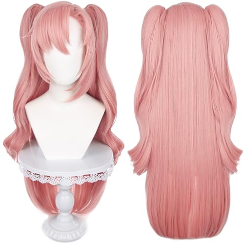 Anime-Spiel-Cosplay-Perücke, Anime-Kostüm langes Haar, rosa gewelltes Haar für Frauen, Halloween, Comic Con, Cosplay-Show-Perücken von maysuwell