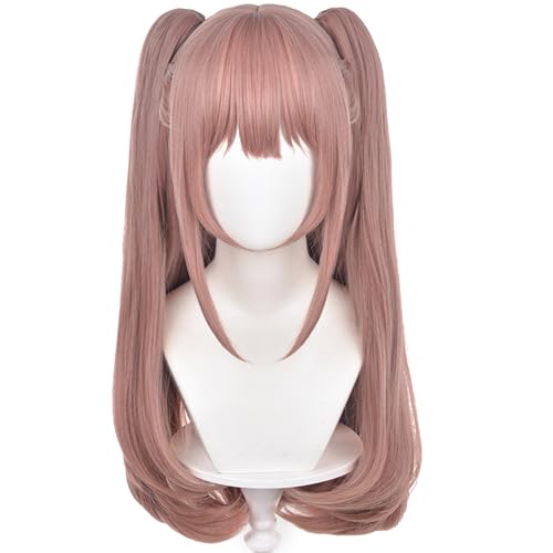 Pink Perücke Cosplay Perücke Lange Haare Glattes Haar mit Pony Pferdeschwanz für Frauen Anime Cos Perfekt für Halloween Party von maysuwell
