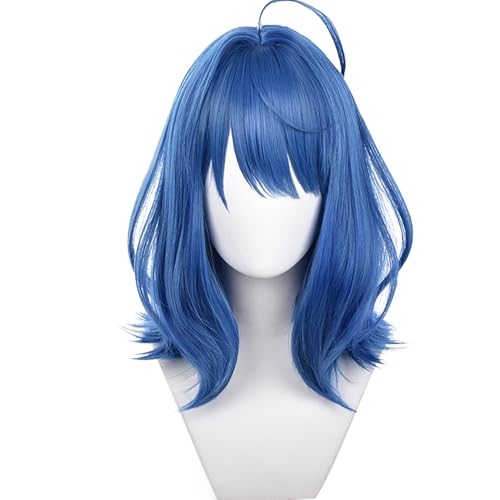 Cosplay-Perücke, kurzes Haar, gerade, blaues Haar, Kostümhaar mit Zopf für Frauen, Halloween-Perücken, Cosplay von maysuwell