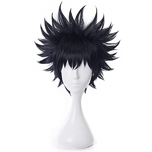 Jujutsu Kaisen Fushiguro Megumi Anime Cosplay Perücke Kurze schwarze Haarperücke für Halloween, Party, Karneval, Nachtleben, Konzerte, Hochzeiten mit kostenloser Perückenkappe von maysuwell