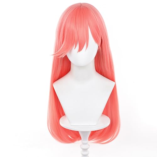 Rote Perücke Cosplay Perücke Lange Haare Glattes Haar mit Pony für Frauen Anime Cos Perfekt für Halloween Party von maysuwell