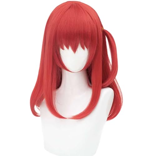 Cosplay-Perücke, lang und glatt, rotes Kostümhaar mit Pony und Pferdeschwanz für Frauen, Halloween-Perücken, Cosplay-Conventions von maysuwell