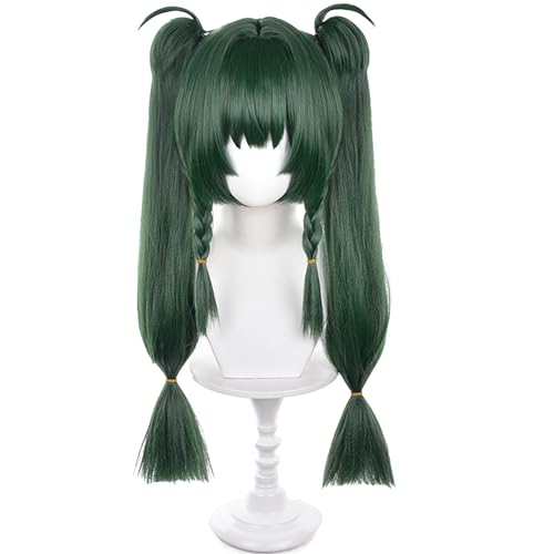 Cosplay-Perücke Grün, langes Haar, glattes Haar mit Pferdeschwanz für Frauen, Anime Cos, perfekt für Halloween-Party von maysuwell