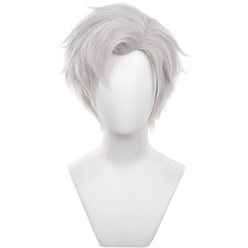Cosplay-Perücke mit Kurzem Haar Gerades Graues Haar mit Pony für Herren Halloween Cosplay von maysuwell