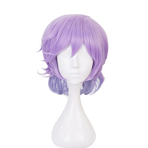 Cosplay-Perücke Anime-Kostüm mit Hellviolett und Kurzen Perücken für Männer oder Frauen Halloween-Familienparty von maysuwell