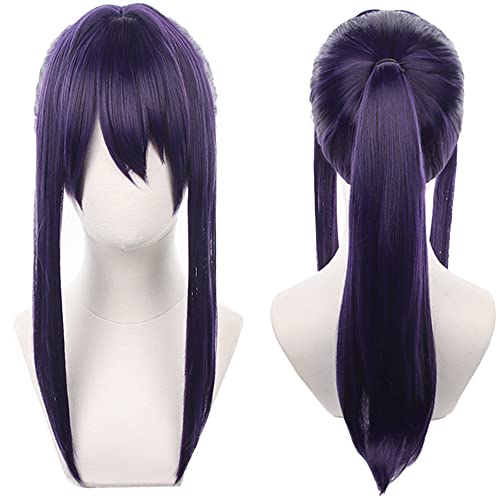 Anime Lila Perücke Lange Haare Pferdeschwanz Glattes Haar Perücke Hitzebeständige Faser Synthetisch für Halloween, Comic Con, Cosplay Show von maysuwell