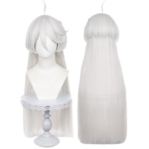 Silberweiße Cosplay-Perücke NieR:Automata mit langem geradem Haar und Pony für Frauen, perfekt für Anime-Cosplay und Halloween-Partys von maysuwell