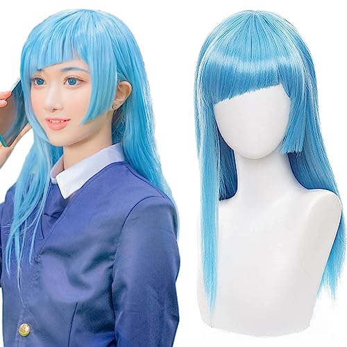 Miwa Kasumi Perücke Jujutsu Kaisen Wasser Anime blaue lange Haare Cosplay Perücke für Halloween, Party, Karneval, Nachtleben, Konzerte, Hochzeiten mit kostenloser Perückenkappe von maysuwell